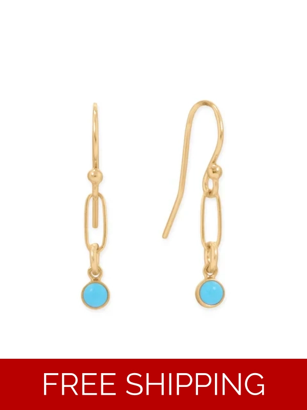 14/20 Gold Filled Imitation Turquoise Link Drop Earrings